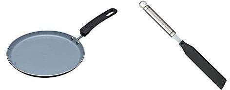 MasterClass KitchenCraft Ceramic Non Stick Induction-Safe Crêpe and Pancake Pan, 24 cm & Professional Nylon Spatula/Palette Knife with Stainless Steel Handle, 33 cm (13)