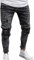 Meilily Herren Skinny Jeans Karneval Denim Hosen Grau Zerrissen Ripped Latzhose Destroyed Hose Cargo Pants Männer Haremshose Fasching Cargohose Junge Teenager Jeanshose Arbeitshose Herrenhose