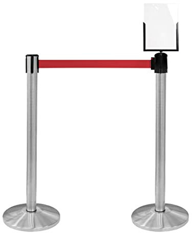 Paletti Delimitazione Danieli: Coppia di Colonnina Segnapercorso h 110 cm e Nastro Segnaletico da 300 cm | Delimita Corsie con Porta Avvisi A4 Verticale | Peso 10 Kg