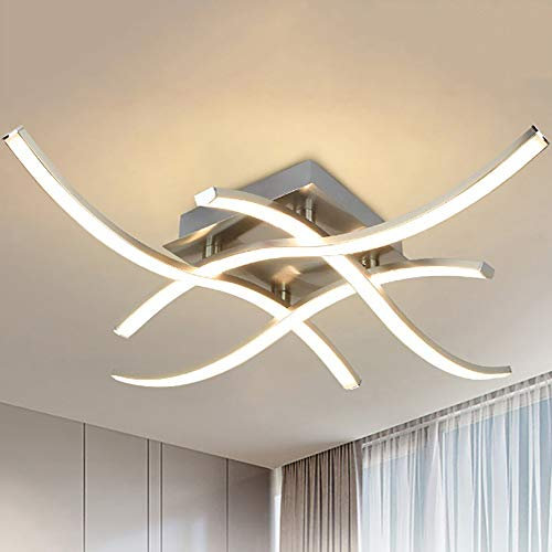 PADMA LED Deckenleuchte Küche 18W, Modern Deckenlampe Whonzimmer Warmweiß, 3000k, 4 * 4.5W, 1650LM, Metall Chrom Deckenleuchte für Esszimmer, Schlafzimmer, Wohnzimmer
