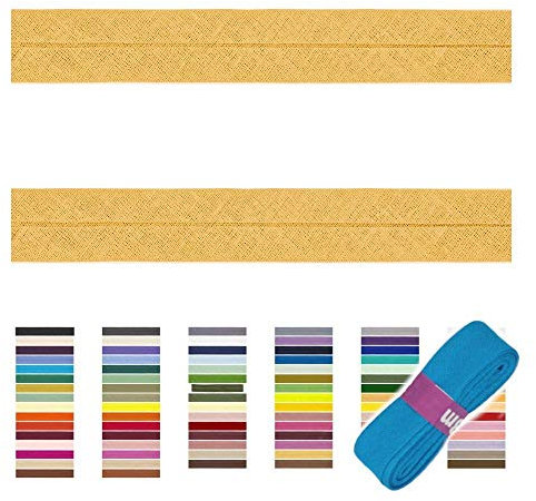 Sandras-Bastelladen Schrägband/Einfassband Baumwolle Uni gefalzt 3m x 20mm 640-Ocker Hell