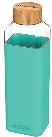 Quokka Bouteille en Verre carrée avec Housse en Silicone Teal 700 ML, Noir, Unique