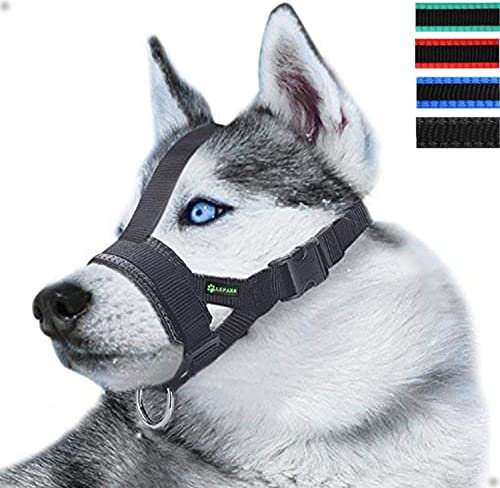 ILEPARK Maulkorb aus Nylon für Kleine,Mittlere und Große Hund, Verstellbare Maulkorb um Hunde vom Beisen, Bellen und Kauen abzuhalten(XL,Schwarz)