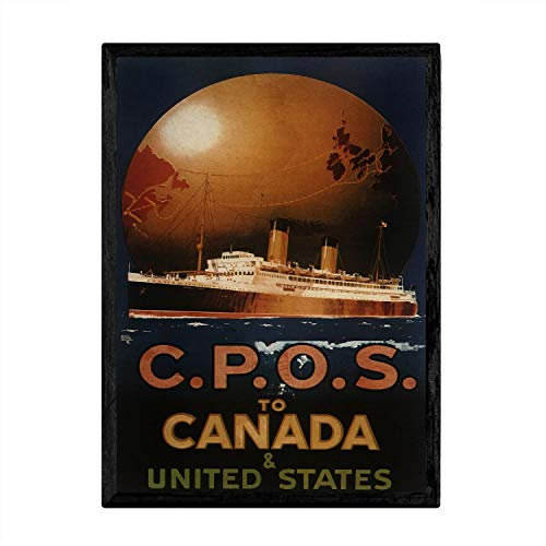 Nacnic Vintage Canada Poster für die Dekoration von Innenräumen mit Vintage-Bildern und antiker Werbung, Retro-Design, A3, mit Rahmen