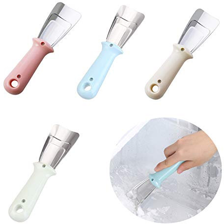 Edelstahl Defroster，4 Stücke Kühlschrank Schaufel Kühlschrank Eiskratzer Küche Gefrierschrank Schaufel Auftauen Schaufel Küchenreinigungsgeräte,für Gefrierschrank Kühlschrank（Rosa Blau beige Grün）