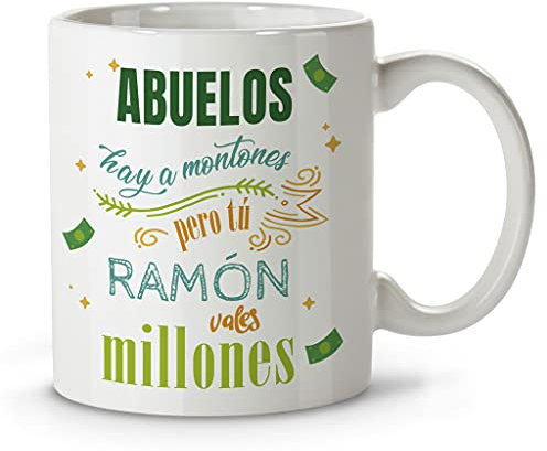 LolaPix Taza abuelo. Regalos personalizados con nombre y texto. Tazas con frases originales. Millones Azul