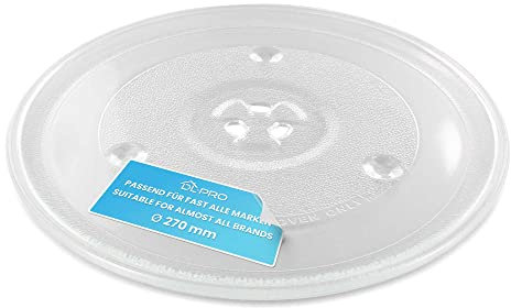 DL-pro Plato giratorio universal de 27cm para microondas plato de cristal redondo con 3 botones y diametro de 270mm