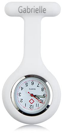 Presentimental Personalized Set of Nurse Fob Watch Digital Quartz Paramedics Pocket Watches with Name Engraved Clip-on Brooch Nurse Watch Luminou Watch Needles Personalised Birthday Gift(White)