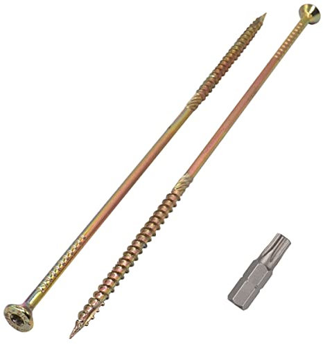 SKIR'CO (60 Stück) Universalstahl verzinkt 6,0 x 220 mm gelb Holzschrauben Senkkopf Torxkopf Typ 17 Spanplattenschrauben