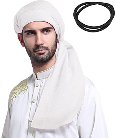 Arab Muslim Schal mit Wrap/Aqel Seil Arabian Headwear Keffiyeh Kafiya Wrap Kopfbedeckung Kopf Wraps Igal Hauptkleid Arab Egal Agal Wüste Kabel Hut-Kopf-Ring für Saudi-Arabien Dubai UAE Reisen