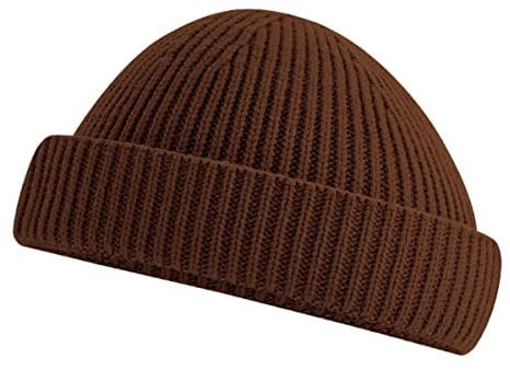 Roughtex Fisherman Beanie kurz – Fischermütze für Herren & Damen aus recyceltem Polyester, grob gestrickt, Einheitsgröße Walnuss