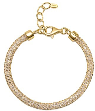 Amberta Bracciale con Diamanti Simulati in Argento Sterling 925 per Donna: Bracciale Placcato Oro