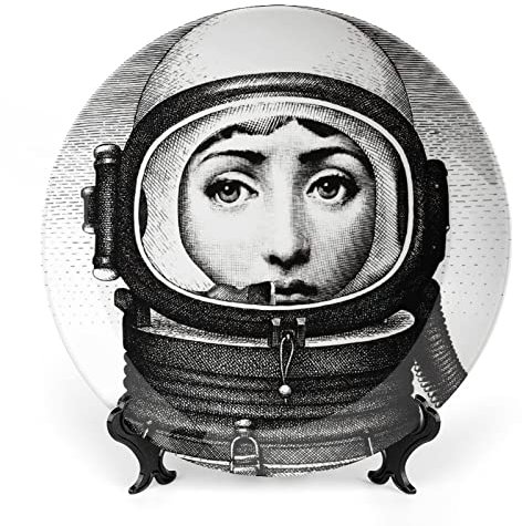 Lina Cavalieri Teller, Fornase dekorativer Teller, Make-up-Teller, Wanddekoration, inklusive Halterung und speziellem Federhaken,style-8,8inch