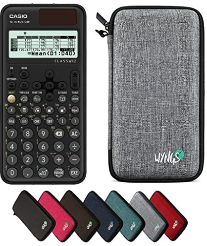 Casio fx-991DE CW ClassWiz inkl. WYNGS Schutztasche Hellgrau - Wissenschaftlicher Taschenrechner - Basic Paket