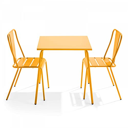 Oviala Palavas – Gartentisch und 2 Bistrostühle, quadratisch, Gelb