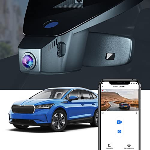 Fitcamx Dashcam 4k Passend für Skoda Enyaq 2020-2025, 4K 2160P Autokamera Video WiFi, G-Sensor, Loop-Aufnahm, Nachtsicht, WDR Dashcam, OEM Skoda Zubehör, Plug&Play, schwarz mit 64GB Karte