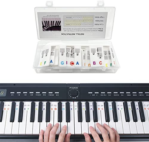 Piano Notes Guide für Anfänger, 88-Key Full Size, abnehmbare Piano Keyboard Note Labels zum Lernen, aus Silikon, keine Notwendigkeit Aufkleber, wiederverwendbar und kommt mit Box (Regenbogenfarben)