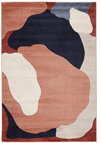 RugVista Big Sur, Teppich, Moderne Teppiche, 200 x 140 cm, Rechteckig, Niedriger Stapel, Nur chemische Reinigung, Oeko_tex_100, Terracotta/Navy