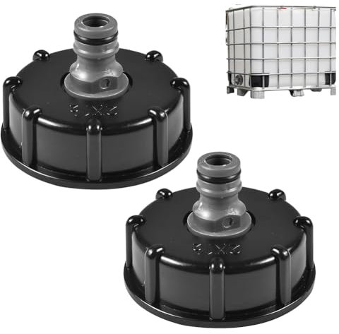 WAVATA 2 Stück IBC Tankdeckel,IBC Adapter Kappe,S60x6 bis 4.1/2 Innengewinde,Flüssigkeitsspeicher Deckel Adapter,Tankanschluss Kunststoffverschlussdeckel Innengewinde Anschluss Zubehör Für Tank