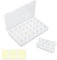 MultiValue Peinture au Diamant Boite 28 Compartiments En Plastique Boîte de Rangement Broderie Diamant Amovible Avec 3 étiquettes Autocollantes pour Le Tri des Bijoux (Blanc, 1)