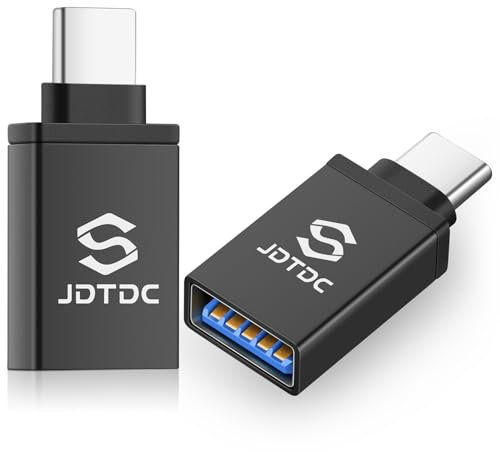 JSL JDTDC USB to USB-C Adapter 2 Pack, USB-A Female to USB-C Male Converter, High-Speed Data Transfer and Charging Adapter for iPhone 16/15 MacBook, iPad Pro, Samsung, OTG Compatible,Thunderbolt 4/3