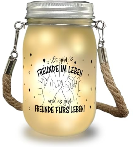 speecheese Freunde fürs Leben Solarlicht mit Spruch ein liebevolles Dekolicht für Freunde Freundschaft Mädchen Geburtstag Einmachglas Solarlampe Liebe Herzchen Lampe
