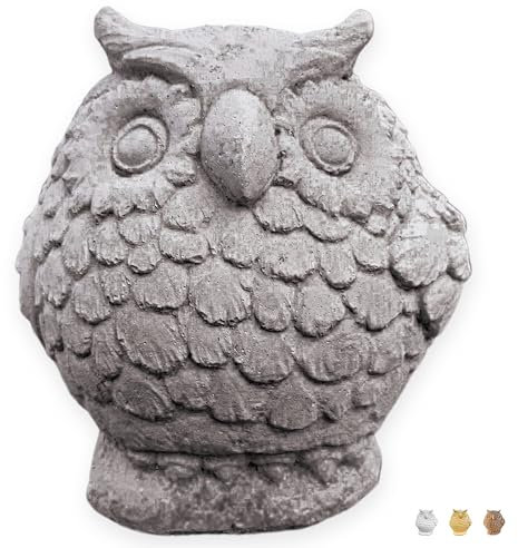 Gufo Porta Fortuna Statua Giardino In Polvere Di Marmo Gufetto Portafortuna Civetta Altezza 17 - Base 10x12 Cm - Peso 3,5 Kg