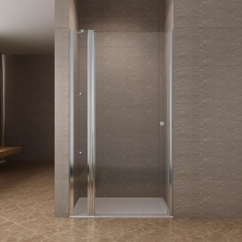 Duschtür mit Festteil und Eckregalen breite 100 cm Verstellbereich 98-101 cm Drehtür Schwingtür mit festem Seitenteil Duschabtrennung Duschwand Glas für Nische Echtglas 6 mm klar NANO-Beschichtung