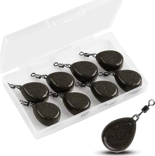 8stk Karpfenbleie Flat Pear Bleie Gewichte Wirbelbleie 2oz/57g Angelblei Gewichte Karpfenangeln Bleisenkergewichte Angelausrüstung Set in Box (Braun)