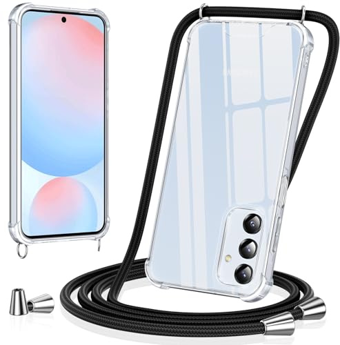 Vauki handyband für Samsung Galaxy S24 FE Hülle mit Band Handyhülle Silikon Transparent zum Umhängen Stoßfest mit Kordel Necklace Schnur TPU Bumper Case für Samsung S24FE