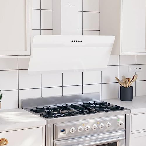 Mengtu Campana extractora de pared de 90 cm de Aiaio y cristal templado blanco, muebles para casa, interior, exterior, salón, dormitorio, muebles para interior/exterior