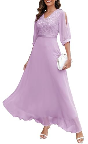Wedtrend Kleid für Hochzeitsgäste Ballkleid Lang Kleid Hochzeitsgast Damen Abendkleid Sommer Abendkleider Elegant für Hochzeit WT0317 Lavender XS