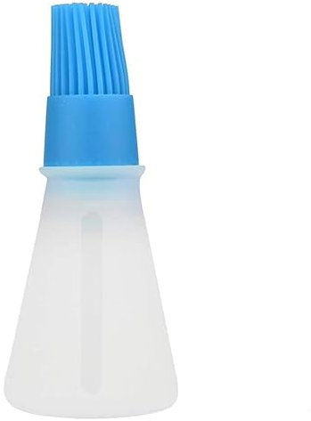 CHEFZOCO Bote dispensador aceite con cepillo silicona, Dispensador de Aceite con Pincel de Silicona, Botella Aceite con Brocha, Longitud 125 mm, Plástico con cepillo silicona, Capacidad 60 ml, Azul