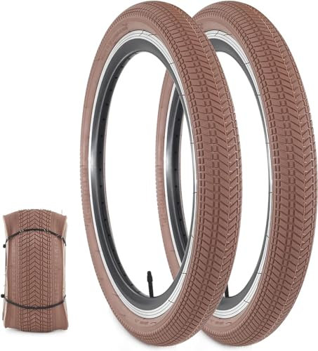ZUKKA Juego de 2 neumáticos de bicicleta de 20 x 2,125 pulgadas, 57-406, para BMX, MTB, bicicleta infantil, triciclo, crusier, color marrón