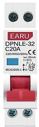 JMRTQMEC Disjoncteur Automatique différentiel de Courant résiduel, Mini 20A 18MM 230V 50/60Hz 1P + N 6KA, Protection Contre Les fuites de Courant