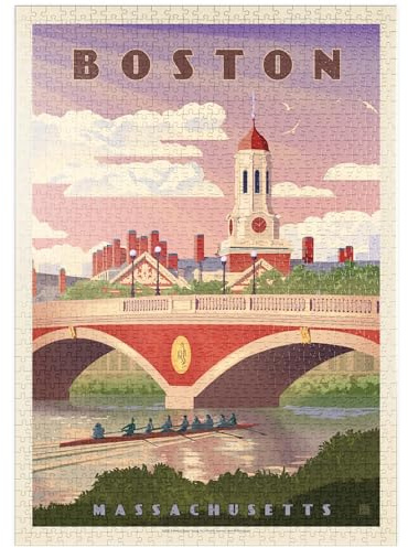 MyPuzzle Boston: Anderson Memorial Bridge, Vintage Poster - Premium 1000 Teile Puzzle - MyPuzzle Sonderkollektion von Anderson Design Group