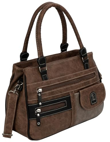 EAAKIE Damen Tasche, Schultertasche, Handtasche, Umhängetasche mit Leder Optik und vielen Fächern