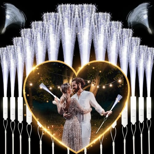YeahBoom 36 Stück Leuchtwedel Hochzeit,Hochzeit Glasfaserlampe,Glasfaser Leuchtstab,Leuchtstab Kinder,Leuchtstab Leuchten im Dunkeln,LED Leuchtstäbe,Leuchtstäbe für Weihnachten,Party,Konzert,Hochzeit