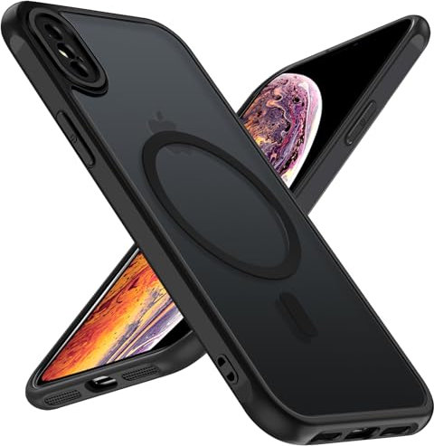 ivoler Matt Schwarz Magnetisch Hülle für iPhone XS und iPhone X 5.8 Zoll, Kompatibel mit MagSafe, [Militärnorm Sturzschutz] Stoßfest Kratzfest Schutzhülle Dünn Flüssig Silikon Handyhülle Case