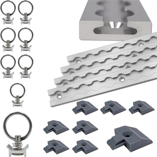Airlineschiene 4X 2 Meter (1975mm) eckig Silber eloxiert im Set mit 8 Ösen und 8 Endkappen, Alu Zurrschiene robust, hohe Stabilität und Langlebigkeit, Anhänger, PKW, Camper, Wohnmobil