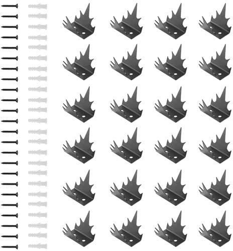 TOWEBOORY Pinchos para Vallas, Pinchos Antipalomas Kit de Repelente de Pájaros Paloma Anti Paloma de Metal con Tornillos Anti Pájaros Pinchos para Pared y Valla, Balcón, Ventana, Techo (24 Piezas)