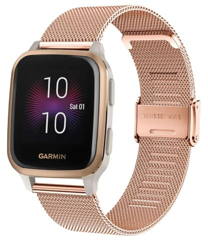 CUNUJIX Ersatz für Garmin Venu Sq/Venu Sq 2 Armband,20mm Metall Masche Edelstahl Uhrenarmband Ersatzband für Garmin Venu Sq Music/Venu Sq 2 Music Herren Damen