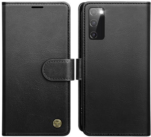 AIMOYU for Samsung Galaxy S20 FE Case, Flip Wallet Leather Phone Case with [4 Card Slots] [Kickstand] [RFID Blocking] Magnetic Protective Shockproof Cover for Samsung S20 FE Phone Case - Black
