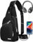 Lidxfeo Schultertasche mit Kopfhörerloch, Wasserdichter Brusttasche Chest Herren, Mehrere Taschen Sling Rucksack, Anti-Diebstahl Multipurpose Crossbody Bag, für Wandern, Reisen, Klettern Usw