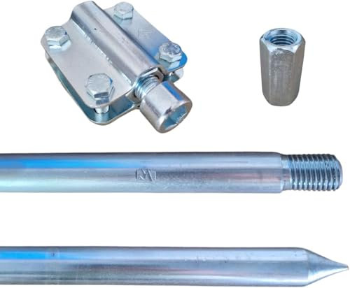 BLYSKAWICA – Erdungsspieß - Erdungsstab - Staberder - Erdspieß Erdung - Kreuzerder - Tiefenerder - verzinkter Stahl – Erdungsstange – Größe - 1m Ø16-2m (2x1m)