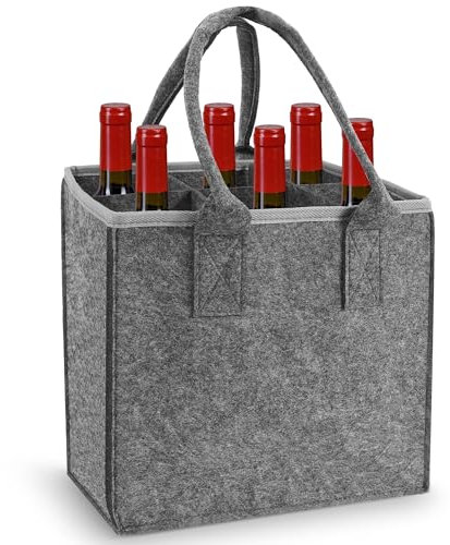 Porte Bouteille 6 Bouteilles de 1,5 Litre, Fabriqué en Feutre de Haute Qualité Sac en Feutre Réutilisable et Pliable, pour Bouteilles de Bière Sac à Boisson pour Bouteilles vin