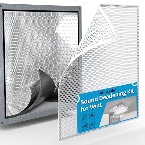 Air Jade Sound Deadening Kit for Vent, Sound Deadener and Mesh Vent Cover for Vent Soundproofing and Vibration Dampening, Includes 4 sqft Sound Deadening Mats & 2 Pcs Vent Covers 17 x 17 in, White