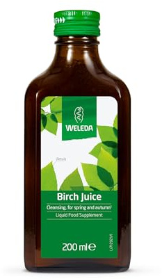 Weleda Birch Juice Liquid Food Supplement Cleansing Vegan 200 mL Biodynamic | Birch leaf extract flavonoids saponins tannins, Biodynamic lemon juice, No added sugar, Spring autumn
