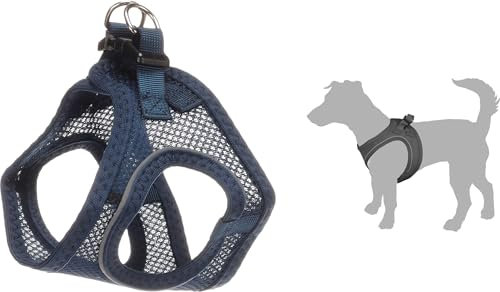 Hundegeschirr - hundegeschirr kleine Hunde - 30–35cm A. Brust / 37–40cm B. Bauch - Flamingo Harness Step&Go Bento Dunkelblau S