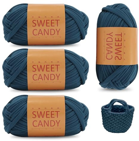 YZROHYI 4 PCS Dickesgarn zum Häkeln,Amigurumi zum Stricken,HäKelgarn für Anfänger,Textilgarn für Strickliesel,Crochet Yarn Blanket,Jersey für Taschen,Webrahmen Yarn zum Basteln